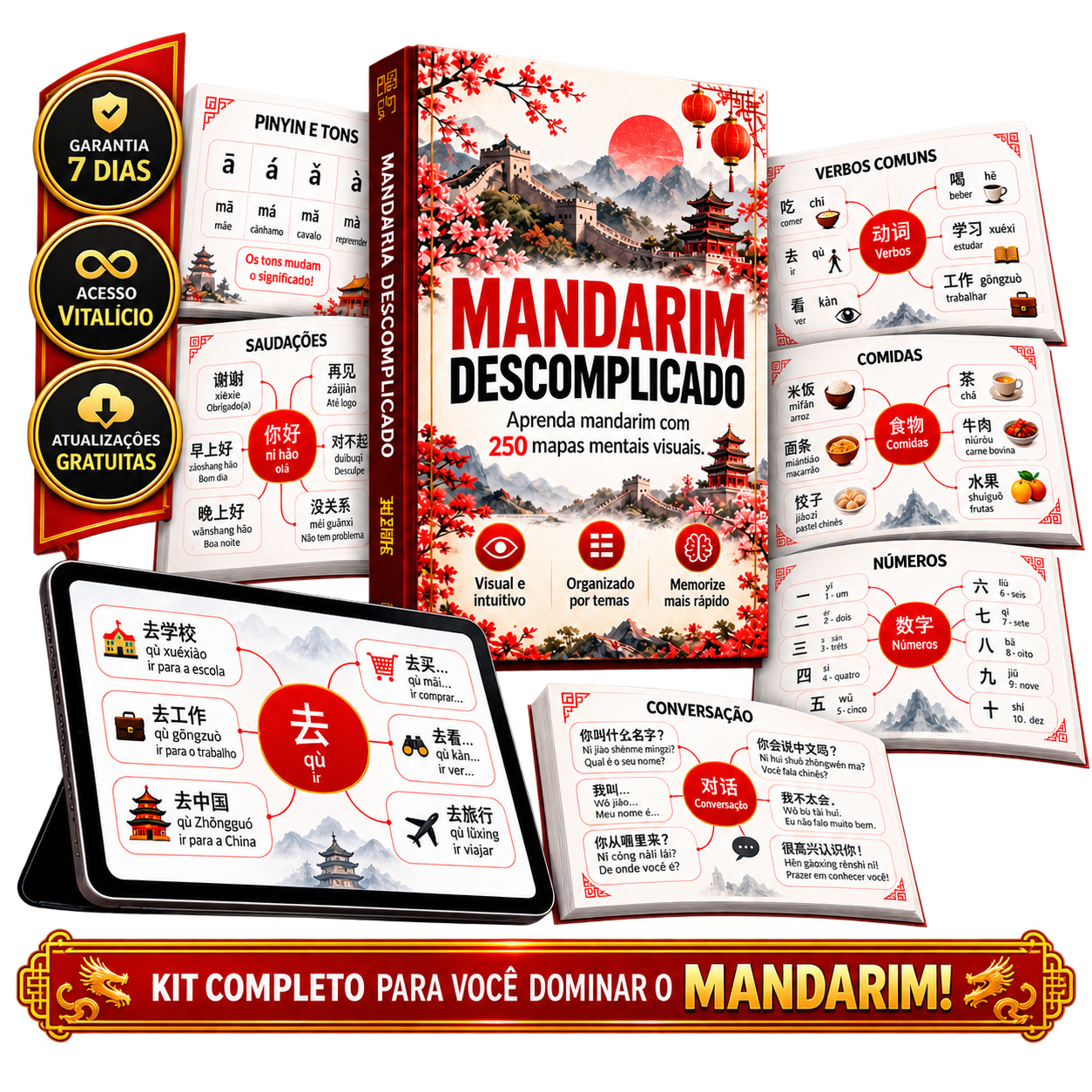 Kit 250 Mapas Mentais para aprender mandarim