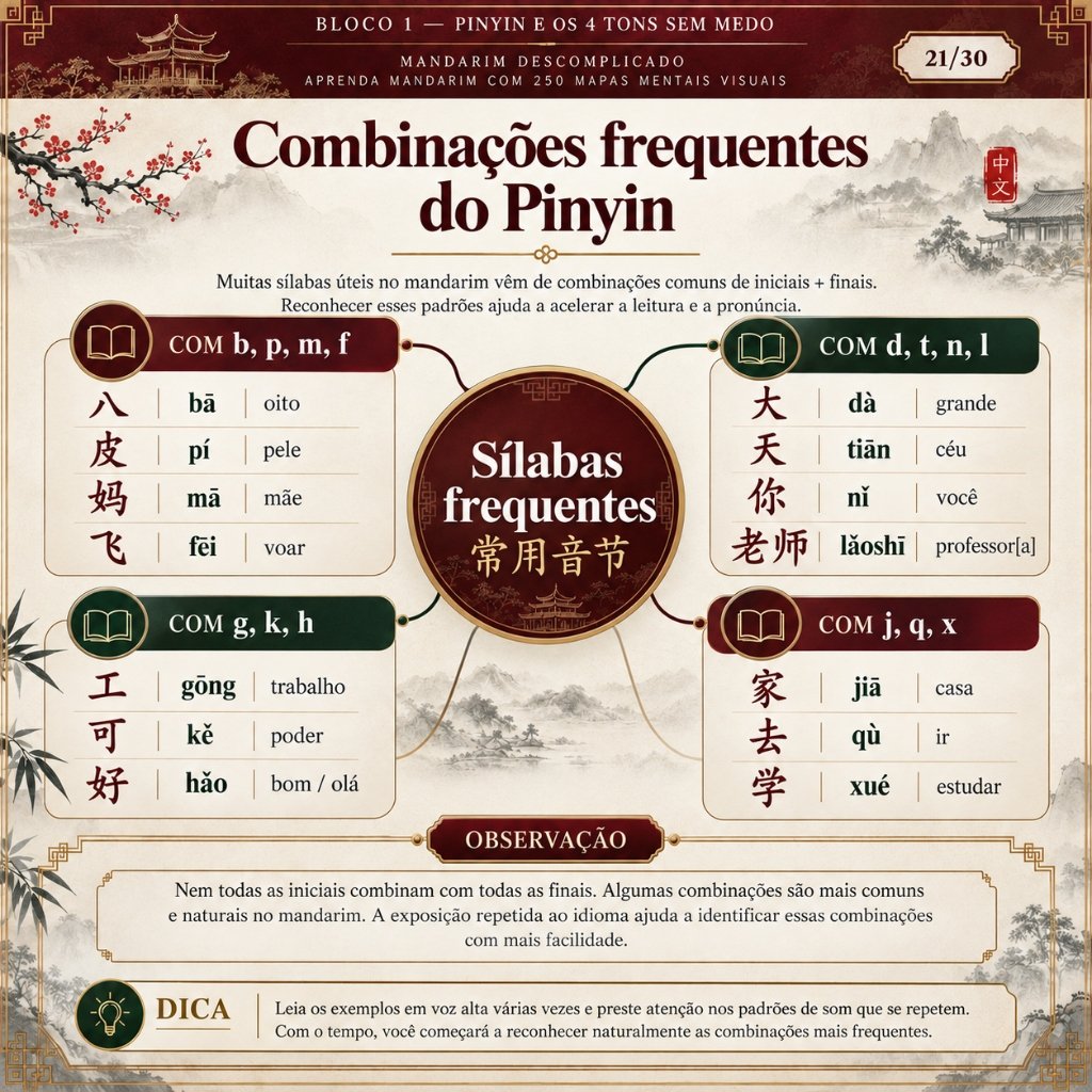 Mapa Mental — Combinações Frequentes do Pinyin